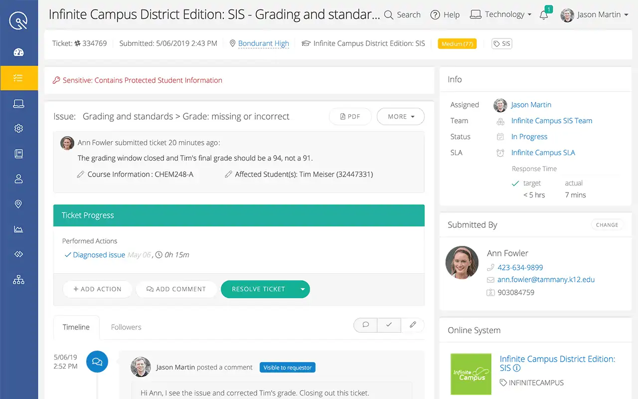 screenshot of iiQ Ticketing